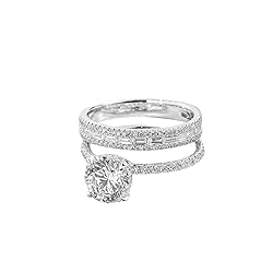 SWEETSHION 2PCS Couple Diamond Rings, Luxury