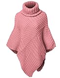 Warm Turtleneck Batwing Sleeve Poncho Sweaters,002-Dusty Pink,Free (S-L)