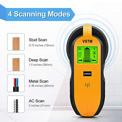 Stud Finder,VSTM 4 in 1 Multi Function Electronic Stud Sensor Wall Scanner Detector Center Finding with Digital LCD Display for Studs Wood Metal Live AC Wire Detection - Thumbnail 4