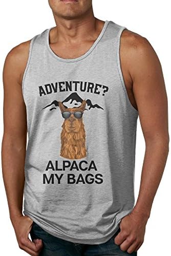 RiDinds Adventure Alpaca My Bags Men's 100% Cotton Tank Top Tee SizeL ColorAsh