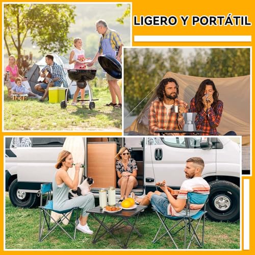 Unicame Mesa de Camping Plegable Pequeña,Mesa Plegable pequeña,con Tablero de Aluminio,para Acampar,Exteriores, Playa, Jardin, Barbacoa, Picnic,Senderismo(40Dx 35Wx 29H CM)