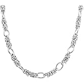 Elefezar Stainless Steel Interlocking Oval Chain Necklace Knot Style Hip Hop Thick Chunky Jewelry for Men Women