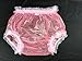 Haian Adult Incontinence Pull-on Plastic Pants Lace Panties Color Transparent Pink With White Lace (X-Large)