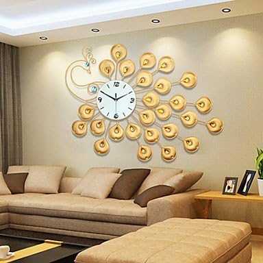 zhENfu Modern Style Creative Golden Super Big Peacock Mute Wall Clock Wall Clock