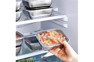 5-Pack Stainless Steel Food Storage Containers with Clear Lids for Refrigerator Organization, Stackable Kitchen Containers fo