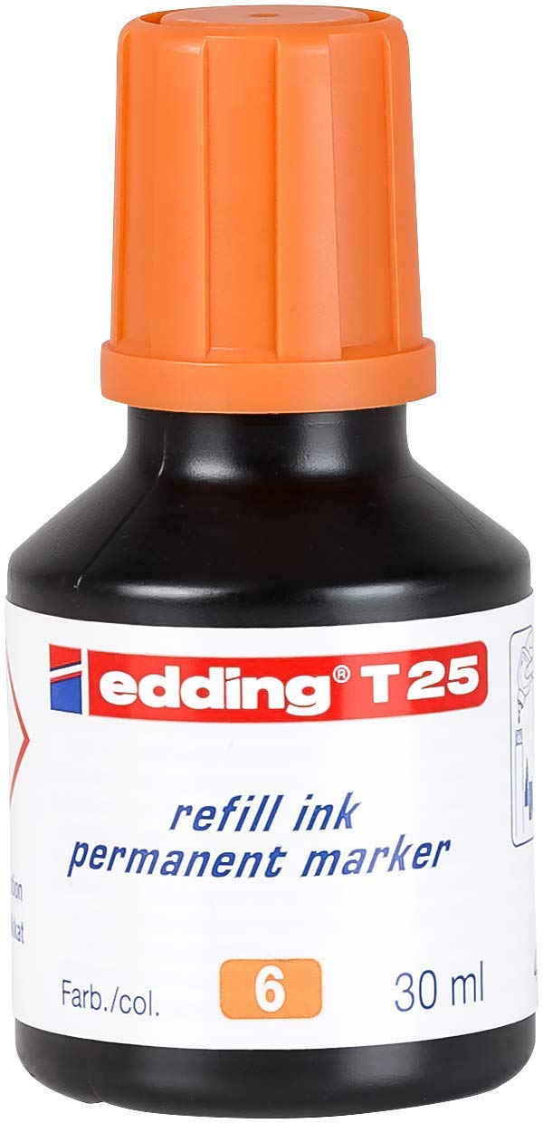 edding T 25 refill ink permanent marker - orange - 30 ml - with drop dispensing system, for quick refilling of almost all edding permanent markers
