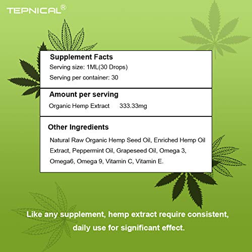 Hemp Oil Extract for Pain & Stress Relief - 10000mg of Organic Hemp Extract - 100% Natural Hemp Drops, Rich in Vitamin & Omega, Helps with Sleep, Skin & Hair, Improve Health - Thumbnail 6