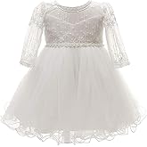 Happy Cherry Baby Girls Long Sleeves Tulle Tutu Dress Christening Baptism Gowns