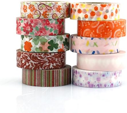 Washi Masking Decorative Tape Set of 10 Planners Arts Crafts DIY Collection Sticker