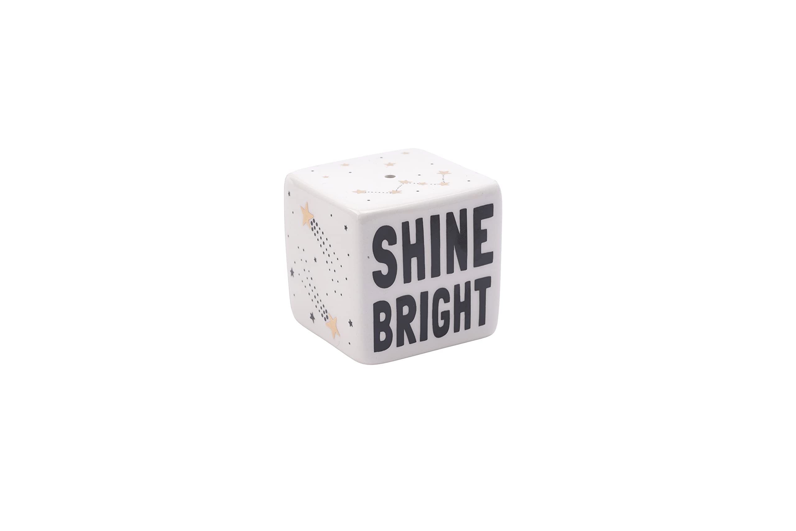 CGB Giftware | Cube Shine Bright Star Design Light Pull | ’Shine Bright’ Slogan | White Black Gold | Cord Pull for Bathroom Lighting Blinds Curtains Ceilings Fans | Drawer Pull Collection | GB06421