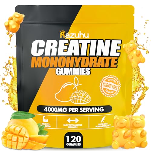 Razuhu Flavored creatine monohydrate Gummies Sugar Free,Pre Workout Supplements…