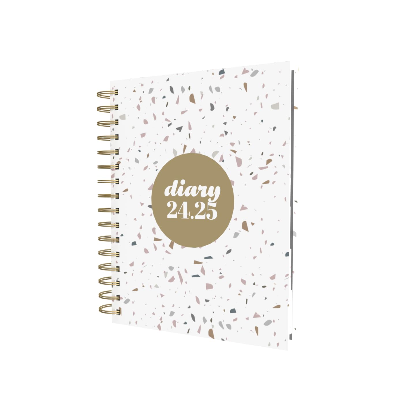 Collins Scandi Mid Year Diary Planner A5 Day To Page Academic Year 2024-25 - White Terrazzo - Daily Mid Year Journal for Students, Teachers - E-PW51M.TZWH-2425 - August 2024 to August 2025