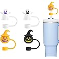 8-10mm Stanley Straw Covers, Compatible with Stanley H2.0/1.0 Tumbler Cups All OZ, and Others 8-10 mm Straw, Dust-Proof Reusable Straw Topper Caps for Stanley Cups Accessories【4 Pack Halloween Party】