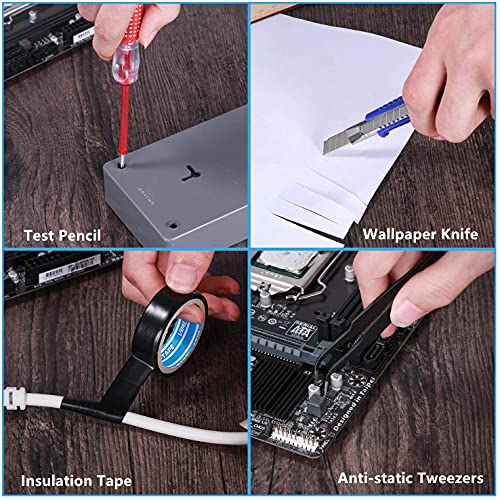 Soldering Iron Kit, SREMTCH 60W 220V Welding Tool Adjustable Temperature, Digital Multimeter, Soldering Iron Tips, Desoldering Pump