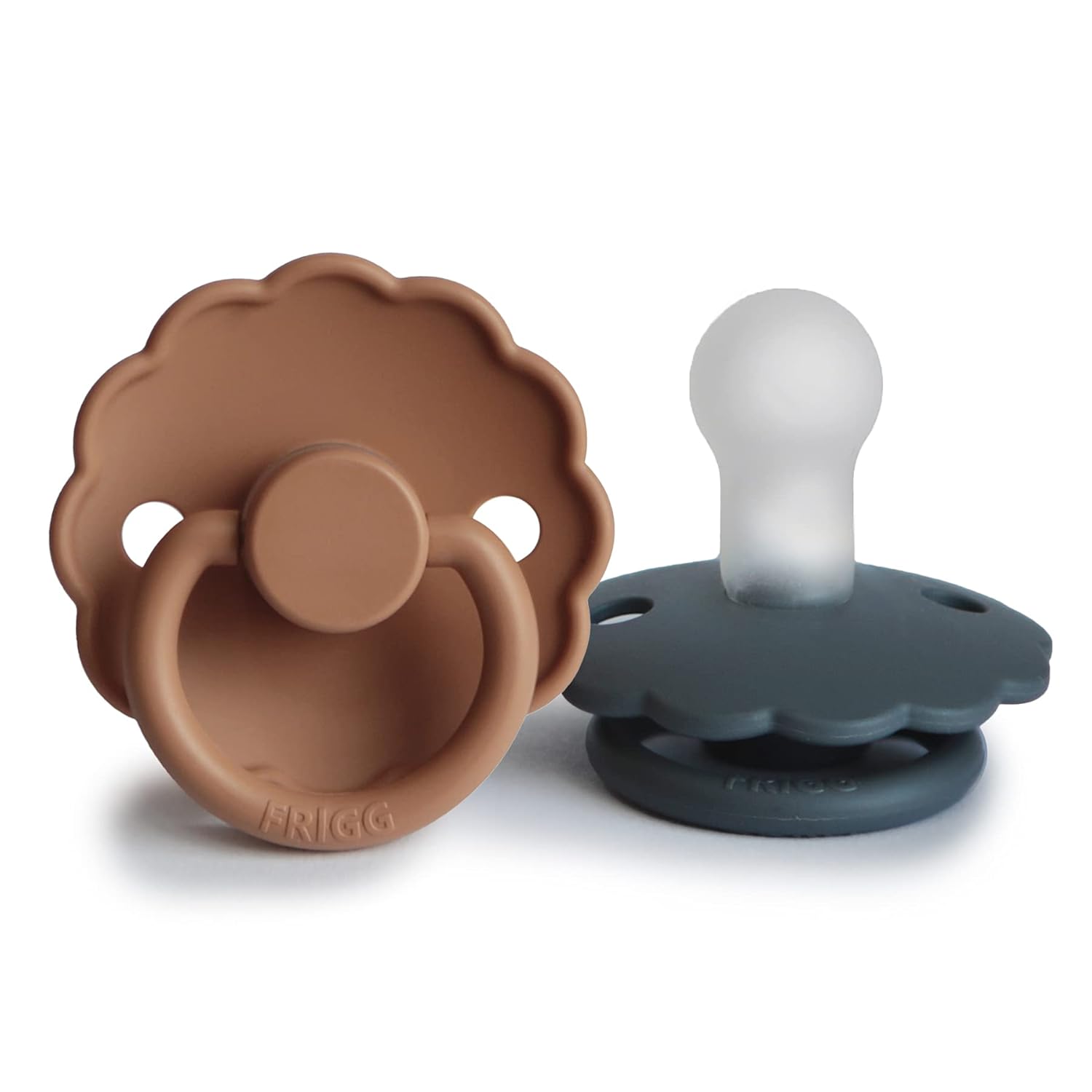 FRIGG Daisy Silicone Baby Pacifier | Made in Denmark | BPA-Free (Graphite/Peach Bronze, 6-18 Months) : Baby