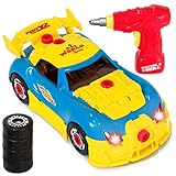 Best Choice Products Kids 30-Piece Assembly Take-A-Part Racing Car w/ Lights, Sound, Play Pieces, Drill - Multicolor