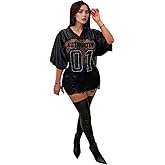 IMXPW Lace Jersey Shirts for Women Number Print Cute Summer Tops Casual Sheer Short Sleeve Oversized Tshirts Streetwear
