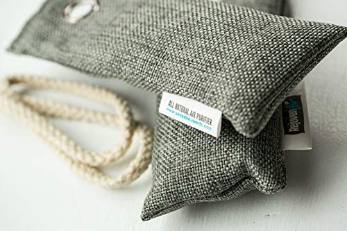 Bamboo Charcoal Air Purifying Bag (2 Pack), 50g Natural Air Freshener Bags, Activated Charcoal Odor Eliminators, Car Air Purifier, Closet Freshener, Home Air Freshener, Charcoal Bags in Grey Color