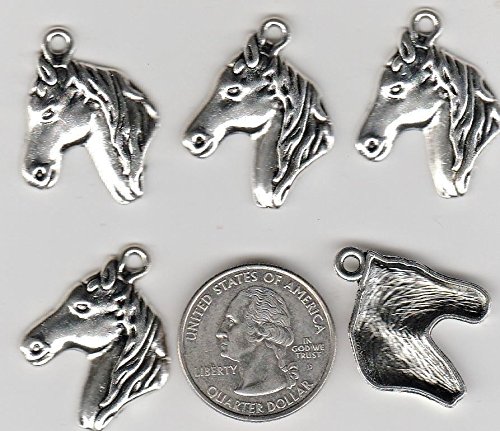 OutletBestSelling Pendants Beads Bracelet YOU GET 11 METAL SILVER TONE WESTERN HORSE HEAD CHARMS