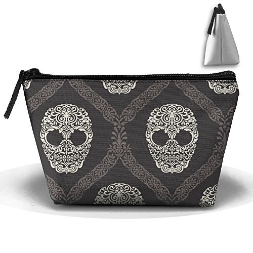 Click Here to See More Images Ruin Flower Skull Portable Pouch Waterproof Trapezoidal Storage Bag