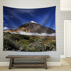 Snow-Covered Peak of Teide, Tenerife - Fabric Wall Tapestry Home Decor - 51x60 inches