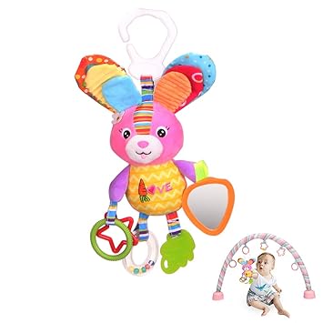 Amazon.com: Dmeixs juguetes para cochecito de bebé, juguetes para bebés con espátula y oreja arrugada, juguetes coloridos para asiento de coche, juguetes para carrito de conejo, asiento de coche, cama infantil: Baby