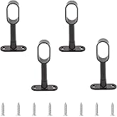 INCREWAY 4pcs Black Closet Rod Support, Zinc Alloy Oval Wardrobe Rod End, Adjustable Hollow Rod Bracket for Cabinet Bedroom B