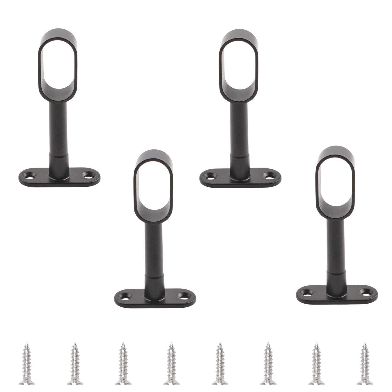 Photo 1 of INCREWAY 4pcs Black Closet Rod Support, Zinc Alloy Oval Wardrobe Rod End, Adjustable Hollow Rod Bracket for Cabinet Bedroom Bathroom