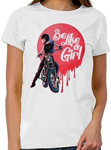 WTFUNK Women's Short Sleeves Cotton Motorcycle Riding Bike BE A Girl Printed T-Shirt