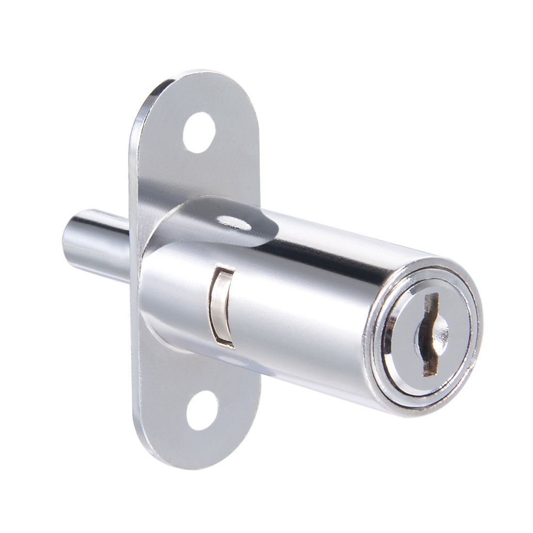 sourcing map Drawer Desk Wardrobe Cabinet Push Plunger Lock, 3/4" Cylinder Diameter 1-1/2" Cylinder Length, Zinc Alloy Chrome Finish, Keyed Different