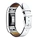 Mornex Replacement Leather Band Compatible with Fitbit Charge 2, Classic Genuine Leather Wristband for Men Women(White-Silver Buckle)