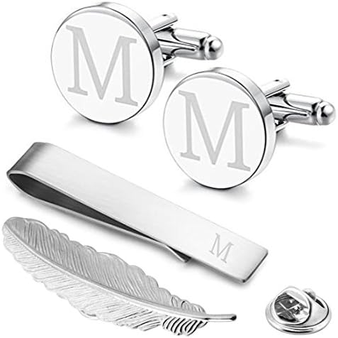 GGemony Men's Shirt Cufflinks 2PCS,Premium Quality Personalized Alphabet Letter A-Z (M-1laser/)