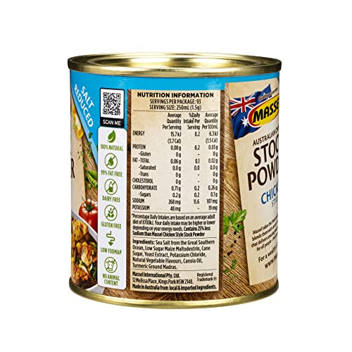 Massel Salt Reduced Stock Powder Chicken Style Bouillon Powder No MSG