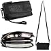 YALUXE Women's Leather Smartphone Wristlet Crossbody Clutch with RFID Blocking Card Slots Black
