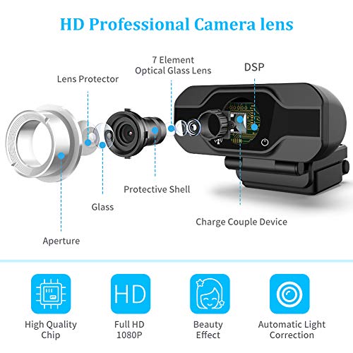 HD Webcam,Homga PC Webcam 1080P Game Web Camera USB Webcam with Microphone Desktop Laptop Camera for Video Calling Conferencing Recording and Streaming (HD Webcam)