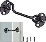 LIYUABU Black Stainless Steel Cabin Hook Eye Latch Lock for Shed Gate Door 100mm view 1