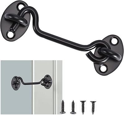 LIYUABU Black Stainless Steel Cabin Hook Eye Latch Lock for Shed Gate Door 100mm