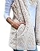 Wollsolo Womens Sleeveless Fuzzy Cardigan Hoodie Sherpa Fleece Open Front Vest with Pockets