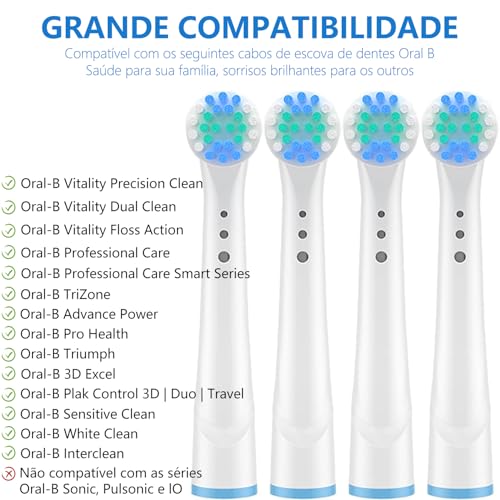 Refil Compatível com Escova Elétrica Oral B, Kit de 16 Cabeças de Escova de Dentes Elétricas Profissionais Compatível com Oral-B Braun, Cerdas Maciez Média de Alto Perfomance, Encaixe Perfeito