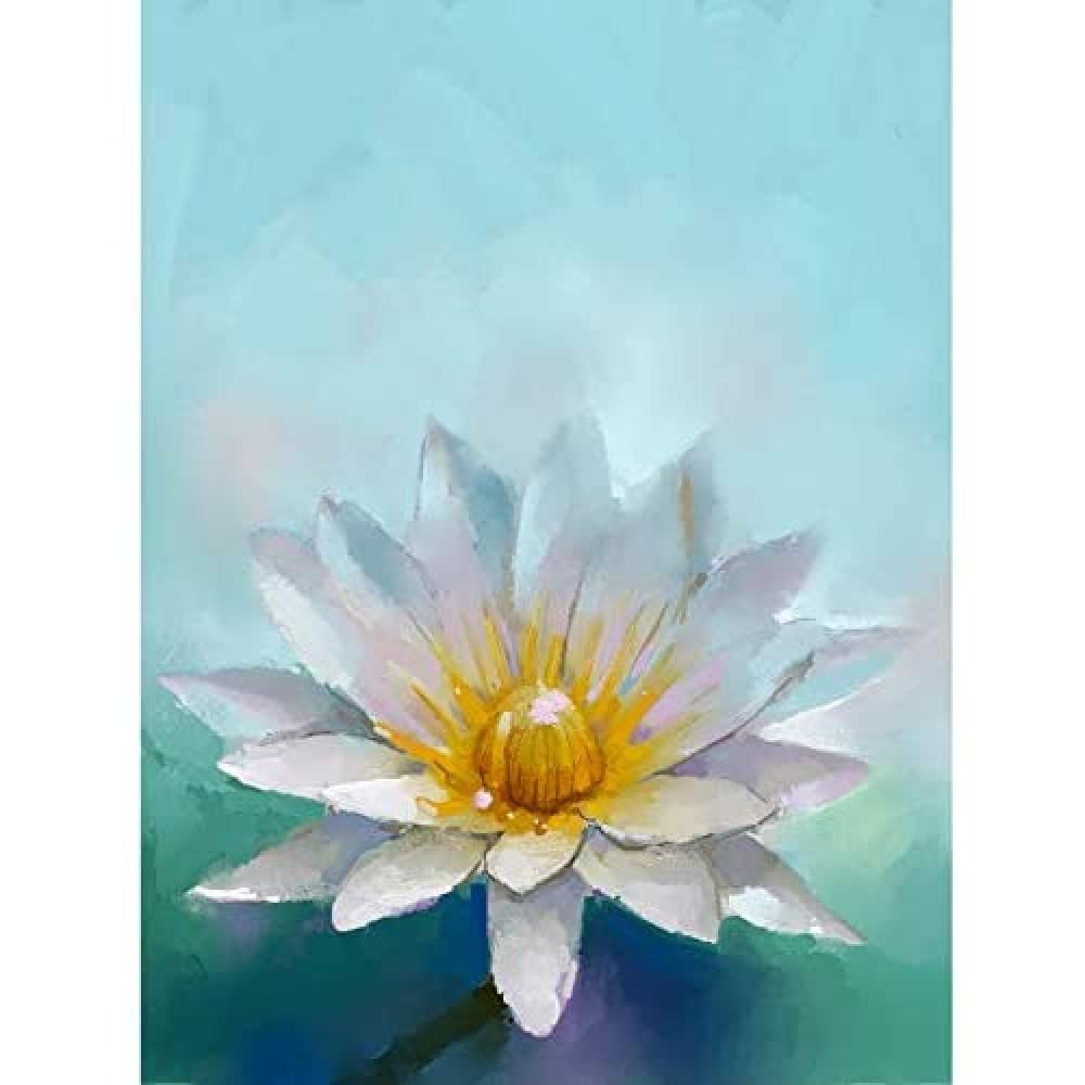 Wee Blue Coo Flower Lotus Painting Art Print Canvas Premium Wall Decor Poster