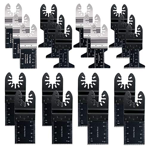 Oscillating Saw Blades, Wallfire 20pcs Metal/Wood oscillating multitool set Quick Release Saw Blades for Fein Multimaster, Ryobi, Milwaukee, Bosch, Dewalt, Rockwell, Makita and More