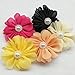 25pcs Fabric Ribbon Flowers Bows Rhinestone Appliques Craft Bulk A445 (Multi-Color)