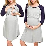 M-anxiu Labor/Delivery/Nursing Hospital Nightgown Maternity Breastfeeding Dress Sleepwear S-XXL