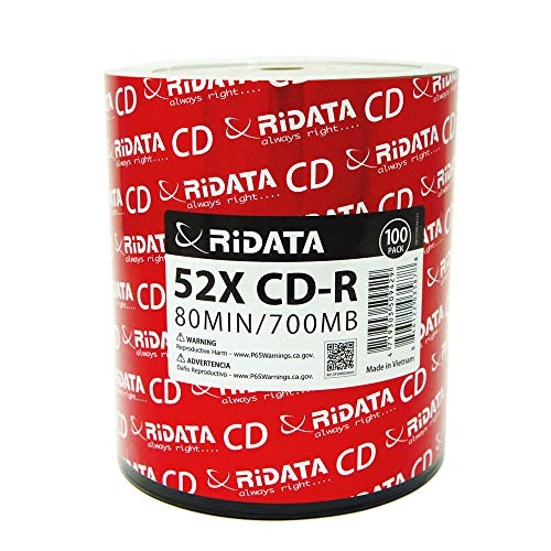 400 Pack Ridata CD-R 52X 700MB 80Min Logo Blank Media Recordable Disc
