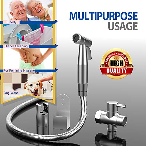 EIGSO Handheld Bidet Sprayer,Complete Premium Stainless Steel Bathroom Shattaf Sprayer Best Used for Personal Hygiene,Potty Toilet Spray (EIGSO-002)