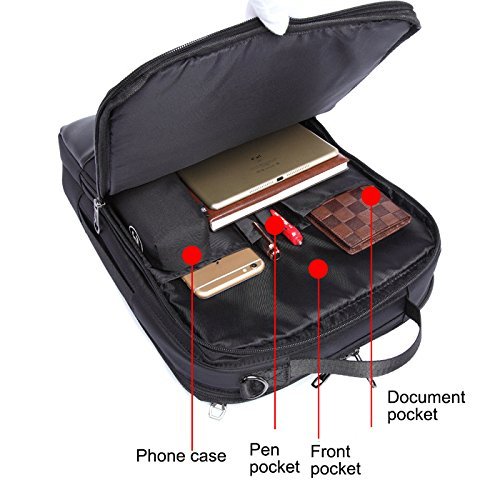 UBaymax 15.6 inch 3-in-1 Hybrid Laptop Backpack Messenger Shoulder Bag,Nylon & Leather Multi-function Convertible Waterproof Bag For Business School Travel