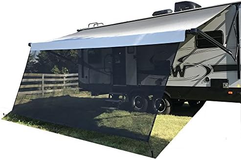 Tentproinc RV Awning Sun Shade Screen 9' X 22'3'' - Black Mesh Sunshade UV Blocker Complete Kits Motorhome Camping Trailer Canopy Shelter - 6 Years Limited Warranty