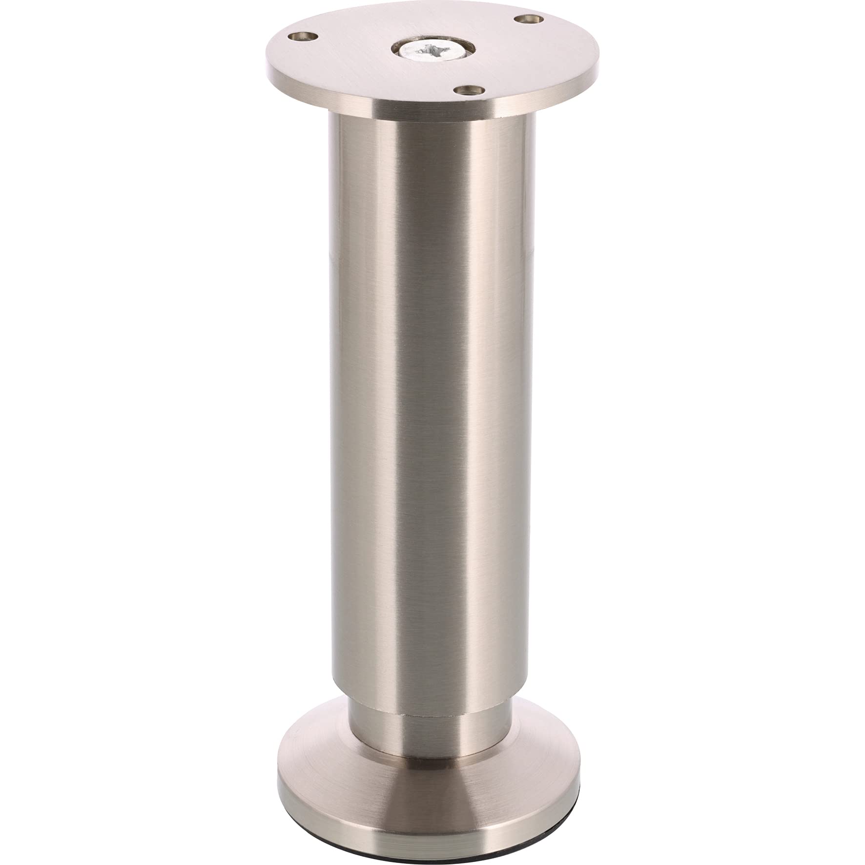 WAGNER furniture leg/furniture foot/adjustable foot - DESIGN - Ø 40/60 x 150-170 mm, adjustable, stainless steel look nickel matt, incl. screw-on plate diameter Ø 60 mm - 12038001