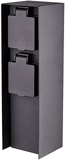 Steckdosensäule Energiestation-Säule mit 2-Fach Gartensteckdosen für den Außenbereich IP44 Edelstahl/Anthrazit