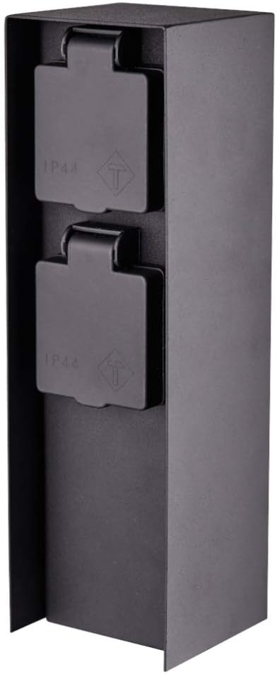 Steckdosensäule Energiestation-Säule mit 2-Fach Gartensteckdosen für den Außenbereich IP44 Edelstahl/Anthrazit